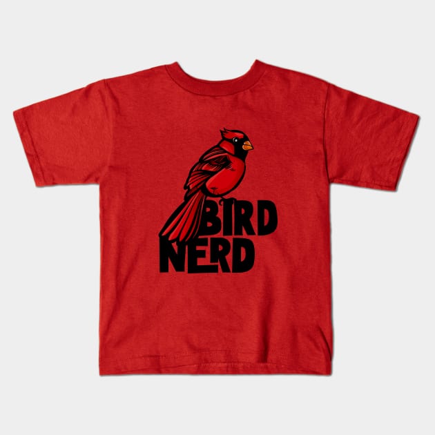 Bird Nerd Red Cardinal Kids T-Shirt by bubbsnugg